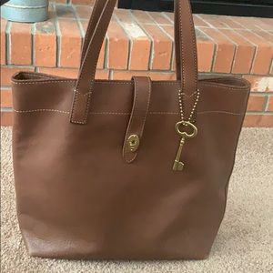 Fossil Large Brown Leather Tote